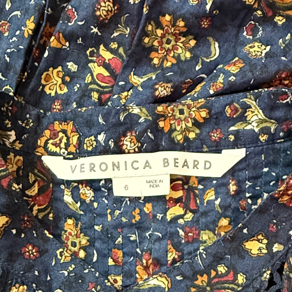 Veronica Beard Sherwood Floral Pleated Button Front‎ 100% Cotton Women's Top 6 - Picture 10 of 13